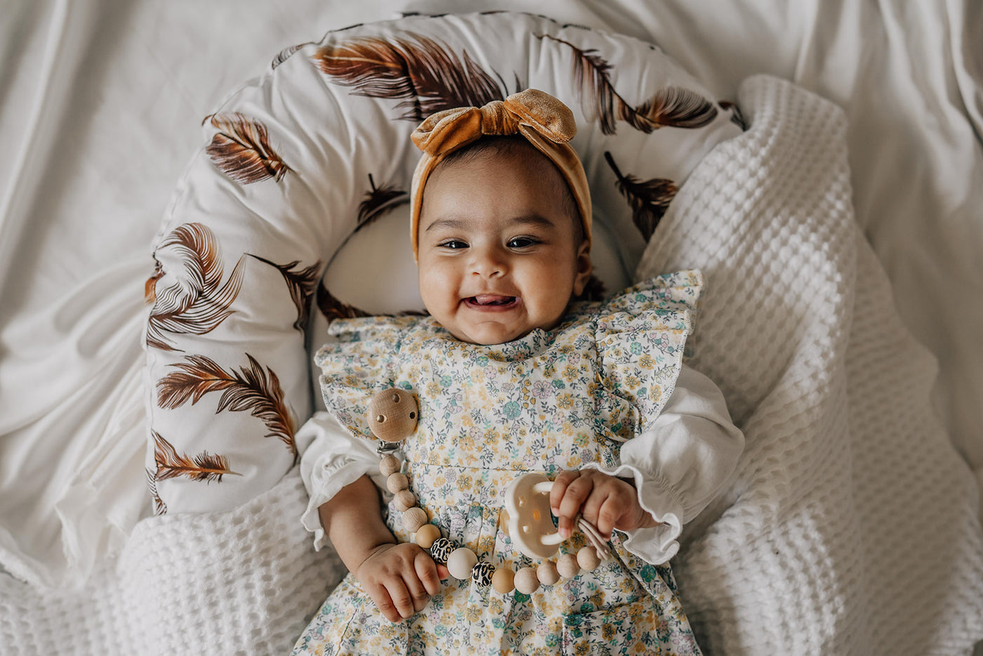 Organic Cotton Baby Nest - Feathers In The Mist