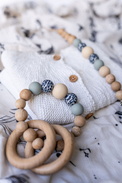 Beechwood Blue Leopard Pacifier Chain