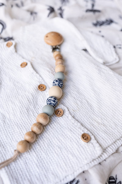 Beechwood Blue Leopard Pacifier Chain