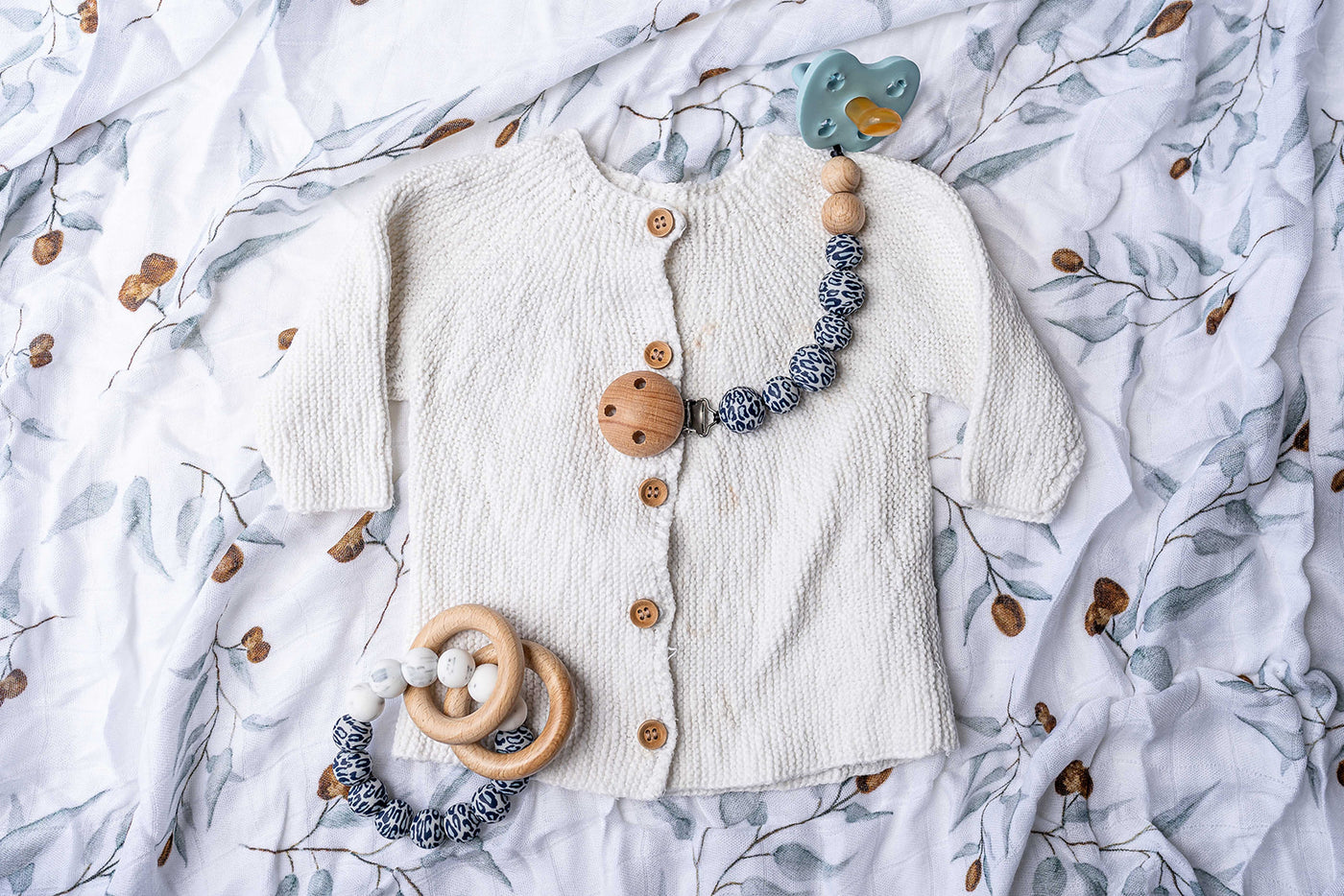 Silicone Blue Leopard Pacifier Chain