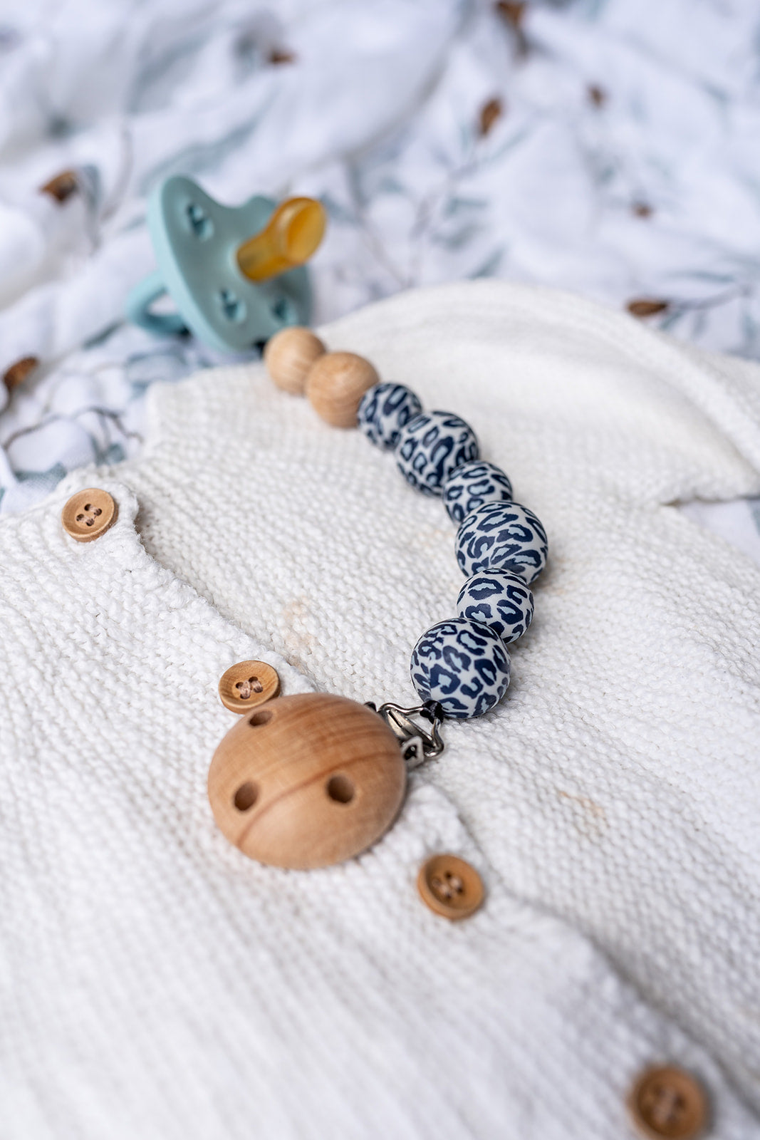 Silicone Blue Leopard Pacifier Chain
