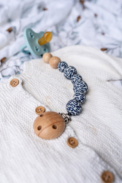 Silicone Blue Leopard Pacifier Chain