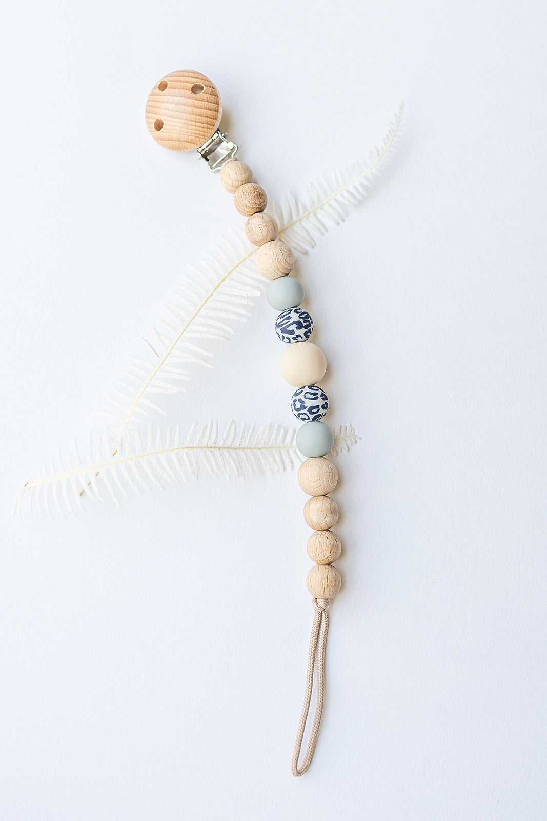 Beechwood Blue Leopard Pacifier Chain